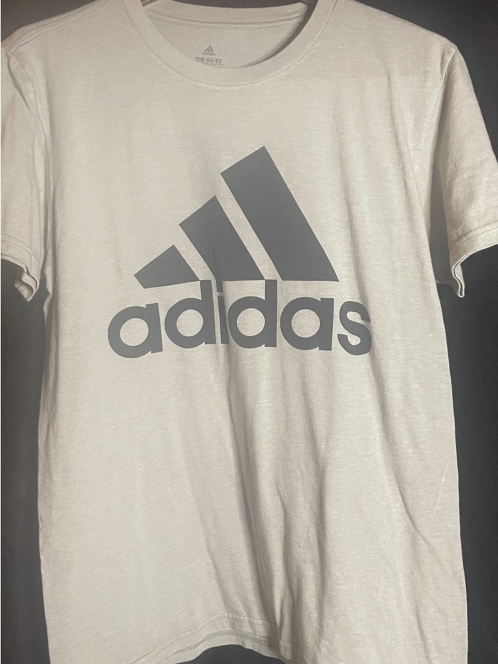 Adidas nude/sand T-shirt w/ black logo Mens Size-Small